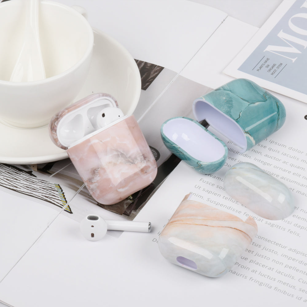 Water Transfer Printing Marble Pattern PC Case for Apple AirPods with Wireless Charging Case (2019)/AirPods with Charging Case (2019)/(2016)