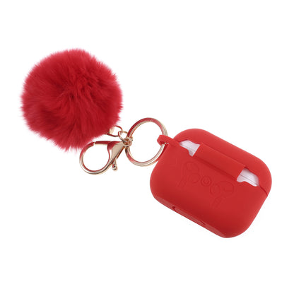 Silicone Protective Case with Hairy Ball Buckle for Apple AirPods Pro