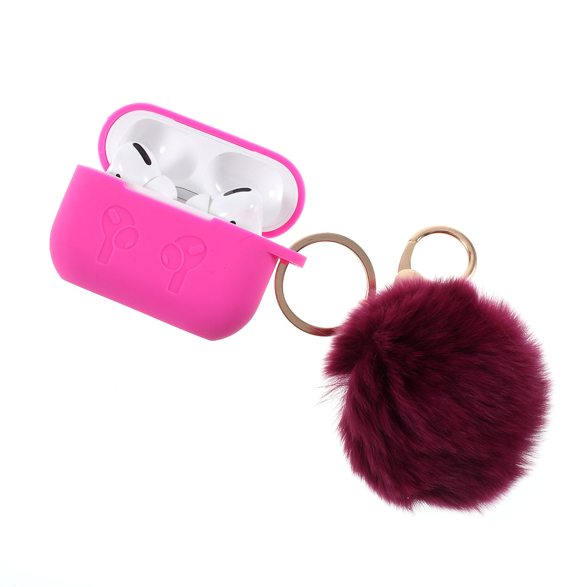 Silicone Protective Case with Hairy Ball Buckle for Apple AirPods Pro