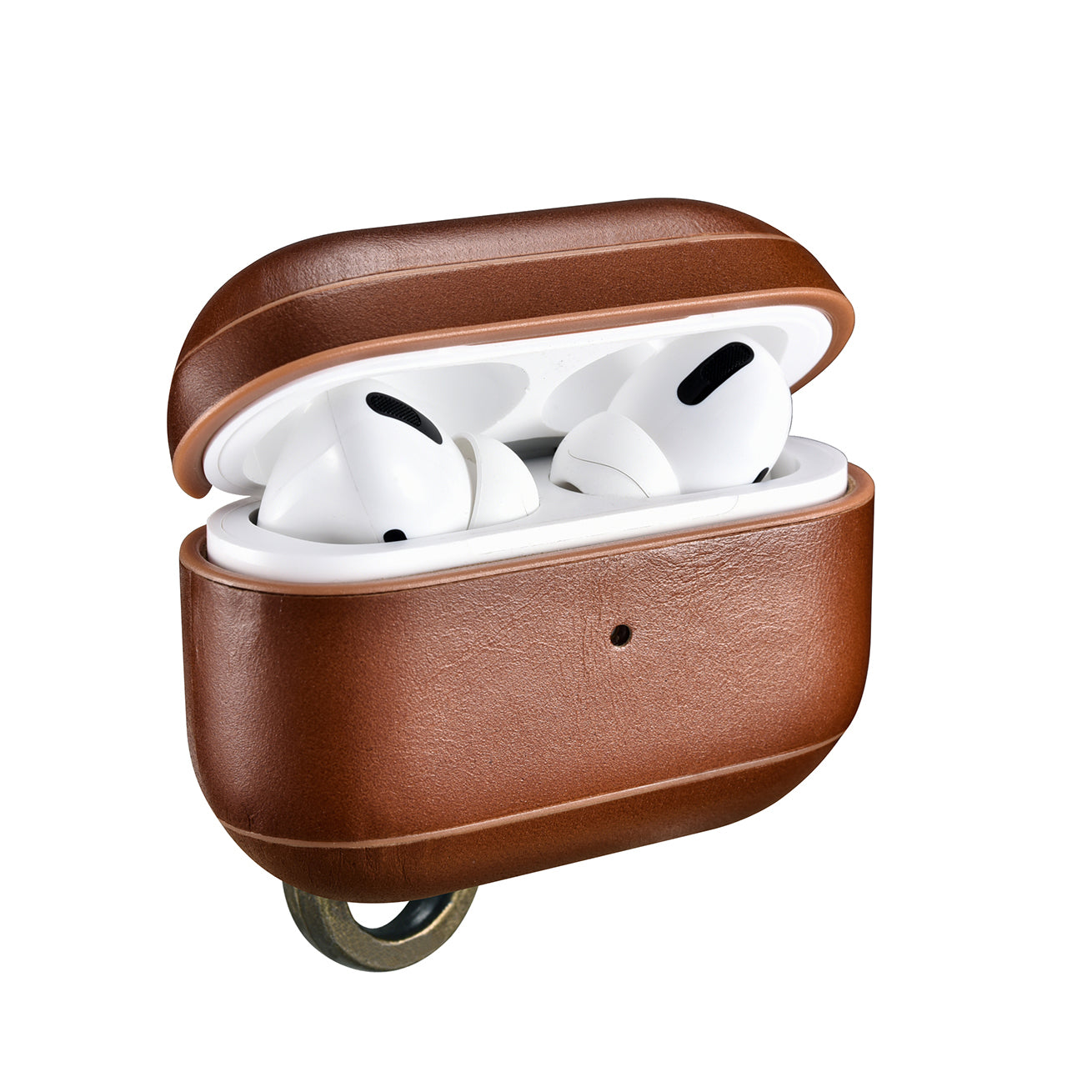 ICARER Retro Style Genuine Leather Earphone Protective Cover Case with Hanging Ring Buckle for Apple AirPods Pro