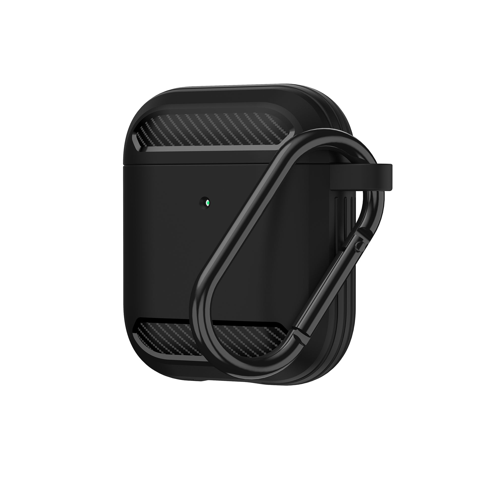 Carbon Fiber Grain Silicone Case with Hook for Apple AirPods with Charging Case (2019)/AirPods with Wireless Charging Case (2019)