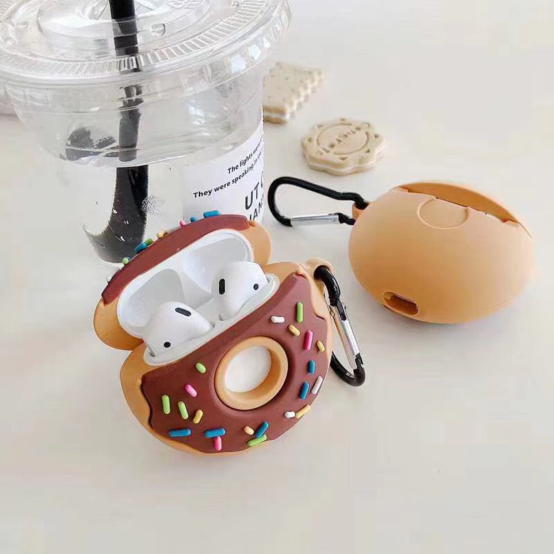 Creative Donuts Shape Silicone Earphones Case for Apple AirPods with Wireless Charging Case (2019)/AirPods with Charging Case (2019)/(2016)