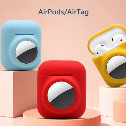 2-in-1 Silicone Protective Cover Case for Apple AirPods with Charging Case (2016)/(2019) / AirPods with Wireless Charging Case (2019) + AirTag