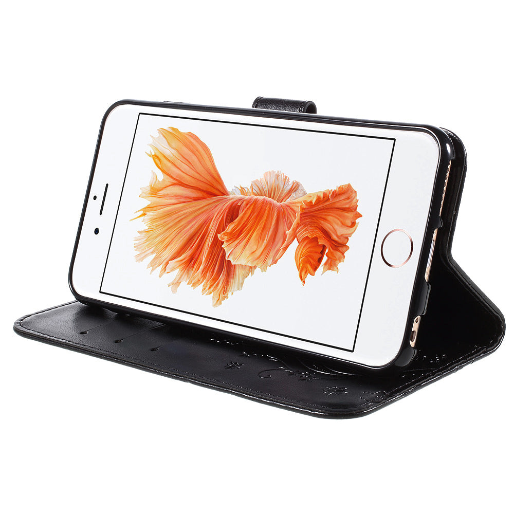 Butterfly Leather Wallet Stand Case for iPhone 6s 6 4.7 inch with Reversed Magnetic Clasp