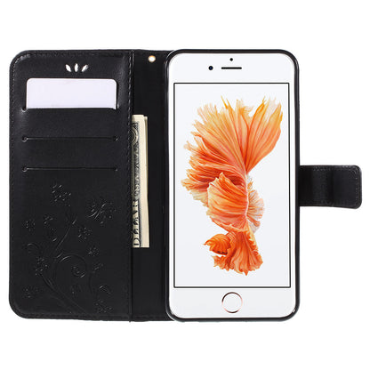 Butterfly Leather Wallet Stand Case for iPhone 6s 6 4.7 inch with Reversed Magnetic Clasp