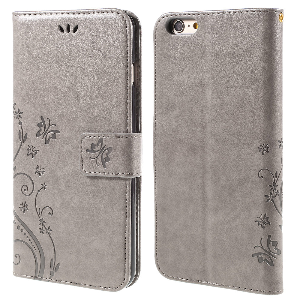 Butterfly Leather Wallet Stand Case for iPhone 6s 6 4.7 inch with Reversed Magnetic Clasp