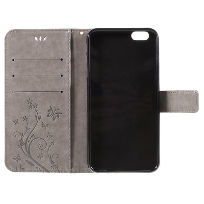 Butterfly Leather Wallet Stand Case for iPhone 6s 6 4.7 inch with Reversed Magnetic Clasp