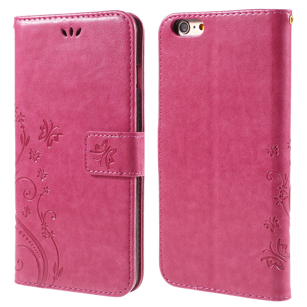 Butterfly Leather Wallet Stand Case for iPhone 6s 6 4.7 inch with Reversed Magnetic Clasp