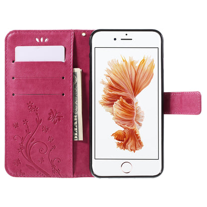 Butterfly Leather Wallet Stand Case for iPhone 6s 6 4.7 inch with Reversed Magnetic Clasp