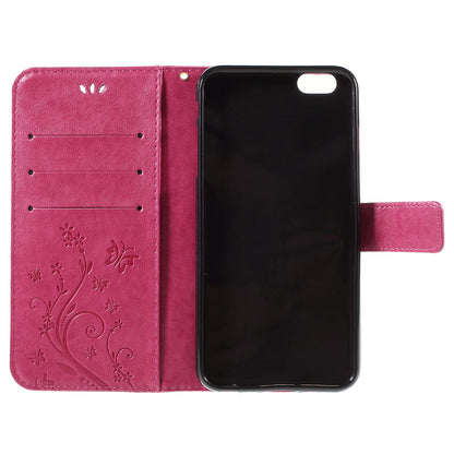 Butterfly Leather Wallet Stand Case for iPhone 6s 6 4.7 inch with Reversed Magnetic Clasp