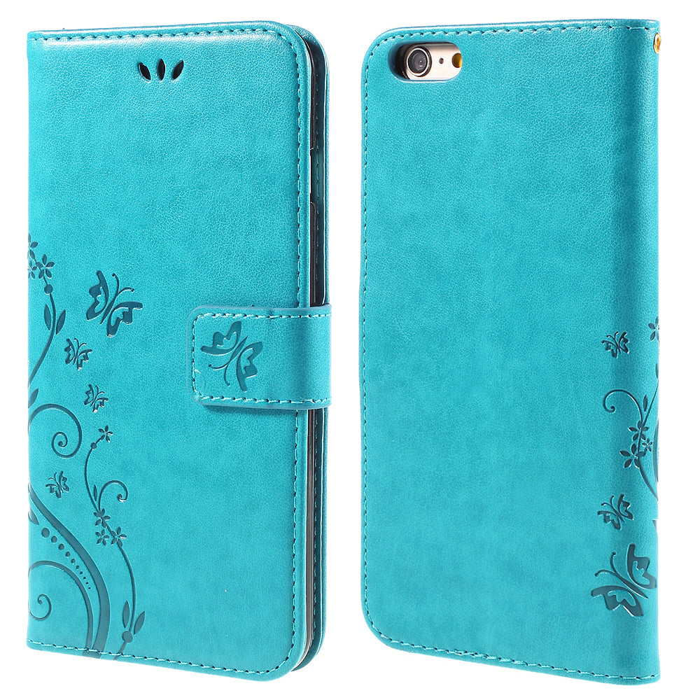 Butterfly Leather Wallet Stand Case for iPhone 6s 6 4.7 inch with Reversed Magnetic Clasp