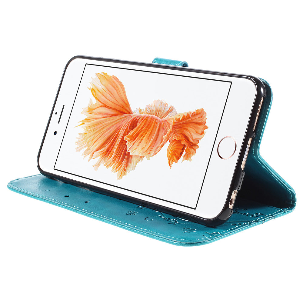 Butterfly Leather Wallet Stand Case for iPhone 6s 6 4.7 inch with Reversed Magnetic Clasp