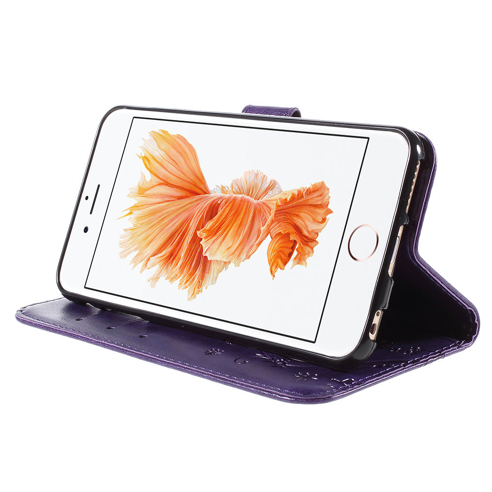 Butterfly Leather Wallet Stand Case for iPhone 6s 6 4.7 inch with Reversed Magnetic Clasp