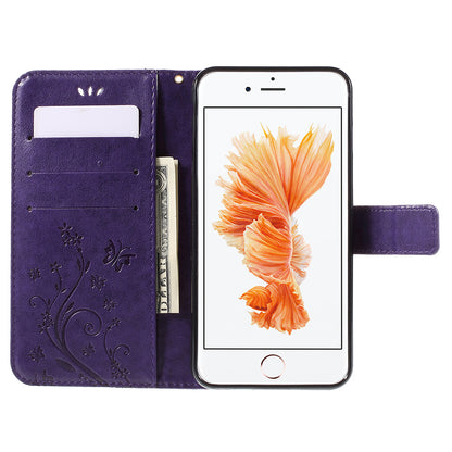 Butterfly Leather Wallet Stand Case for iPhone 6s 6 4.7 inch with Reversed Magnetic Clasp