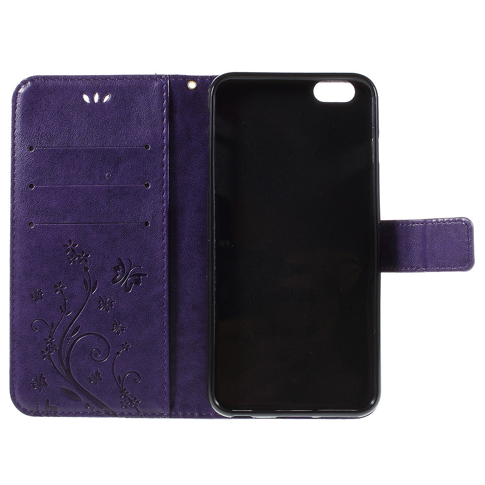 Butterfly Leather Wallet Stand Case for iPhone 6s 6 4.7 inch with Reversed Magnetic Clasp