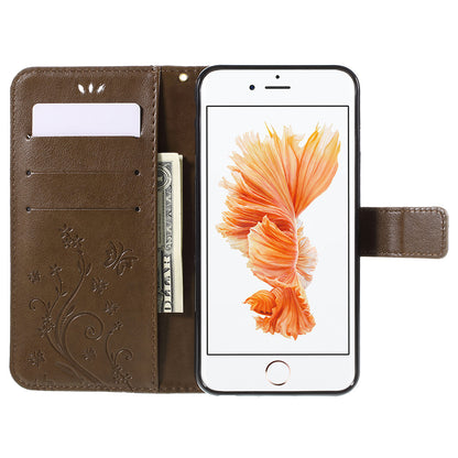 Butterfly Leather Wallet Stand Case for iPhone 6s 6 4.7 inch with Reversed Magnetic Clasp