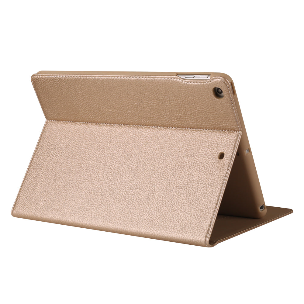 GEBEI Litchi Texture Smart Leather Card Slots Tablet Cover with Stand for iPad 9.7 inch (2018)/9.7 inch (2017)- Gold