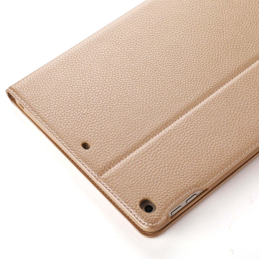 GEBEI Litchi Texture Smart Leather Card Slots Tablet Cover with Stand for iPad 9.7 inch (2018)/9.7 inch (2017)- Gold