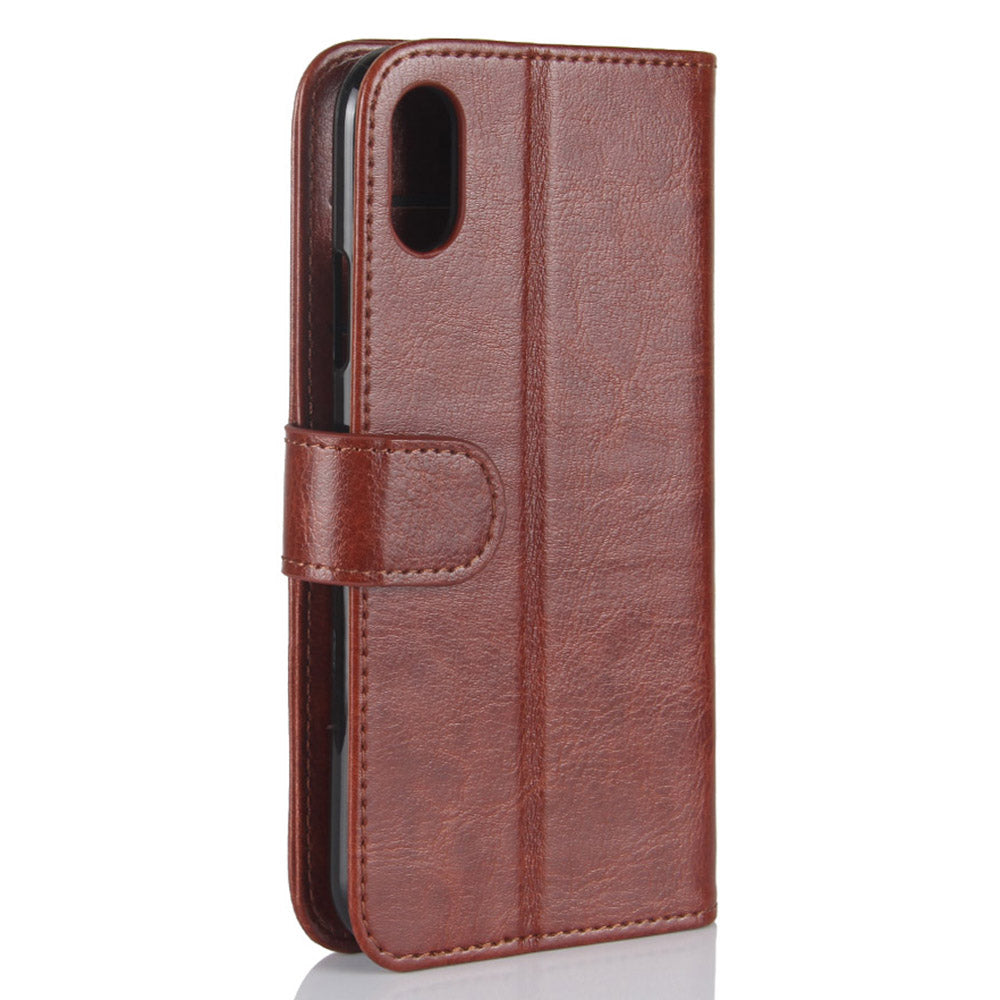 Crazy Horse Card Holder Leather Protection Phone Case for iPhone XS / X 5.8 inch