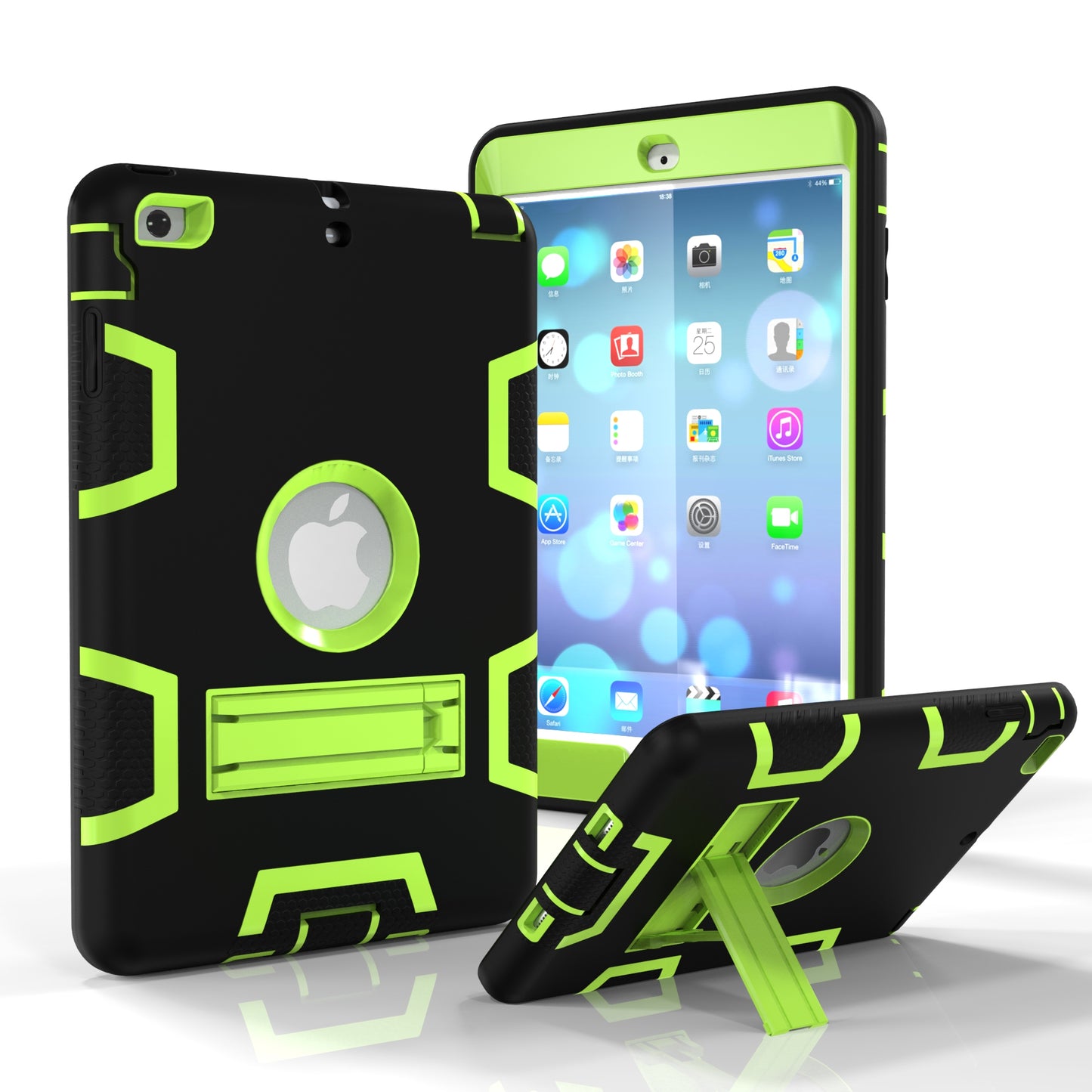 Kickstand PC Silicone Hybrid Armor Defender Case for iPad mini 3 2 1