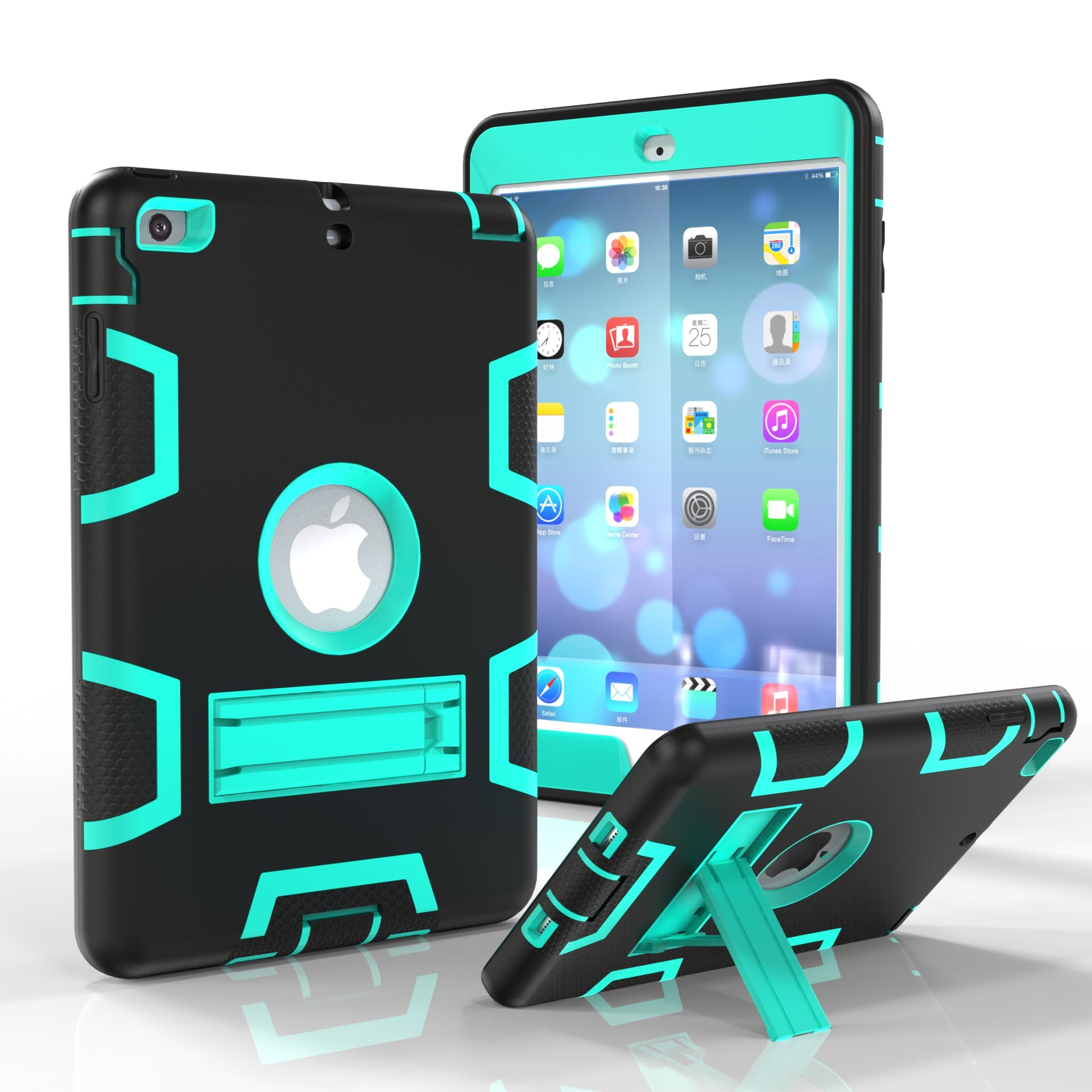 Kickstand PC Silicone Hybrid Armor Defender Case for iPad mini 3 2 1