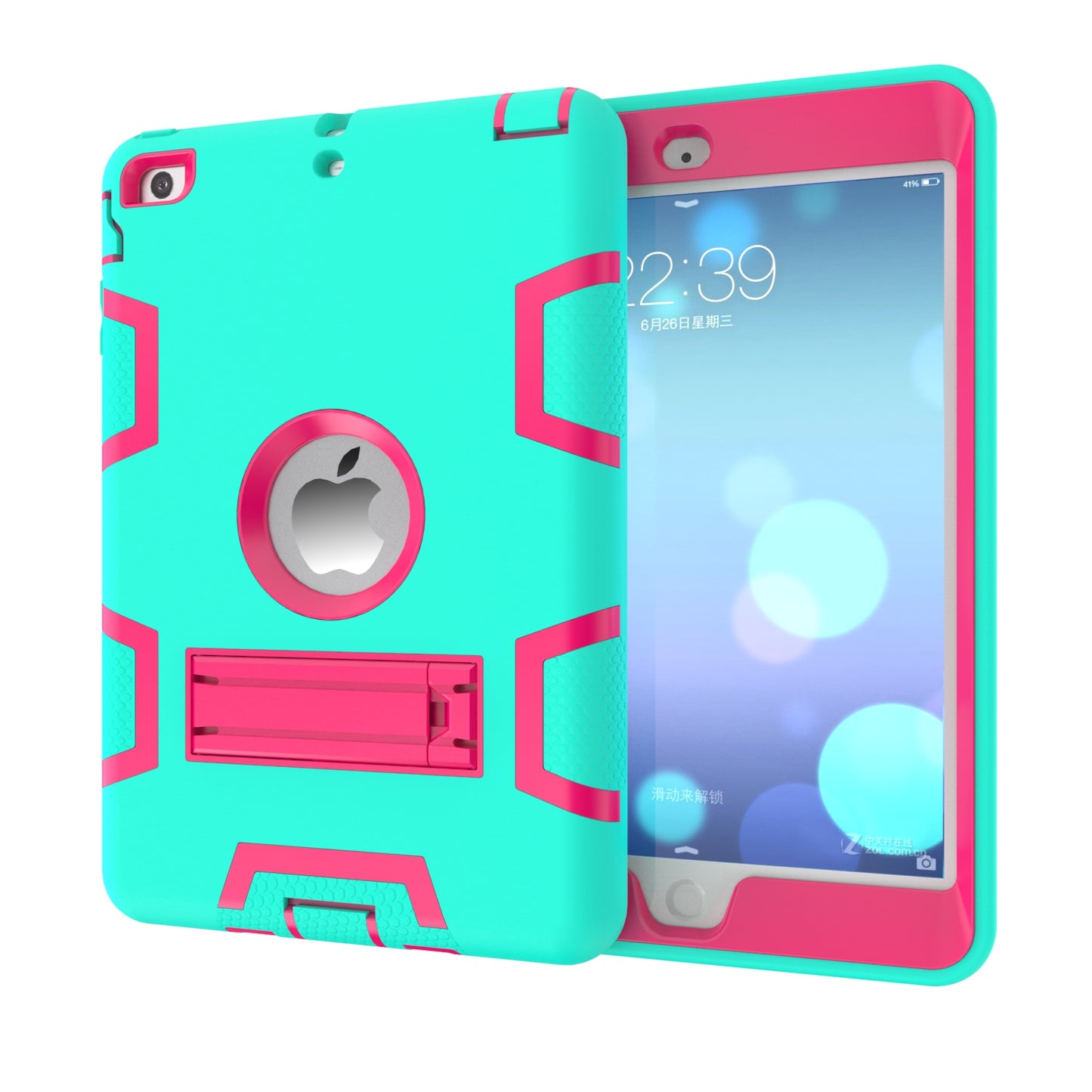 Kickstand PC Silicone Hybrid Armor Defender Case for iPad mini 3 2 1