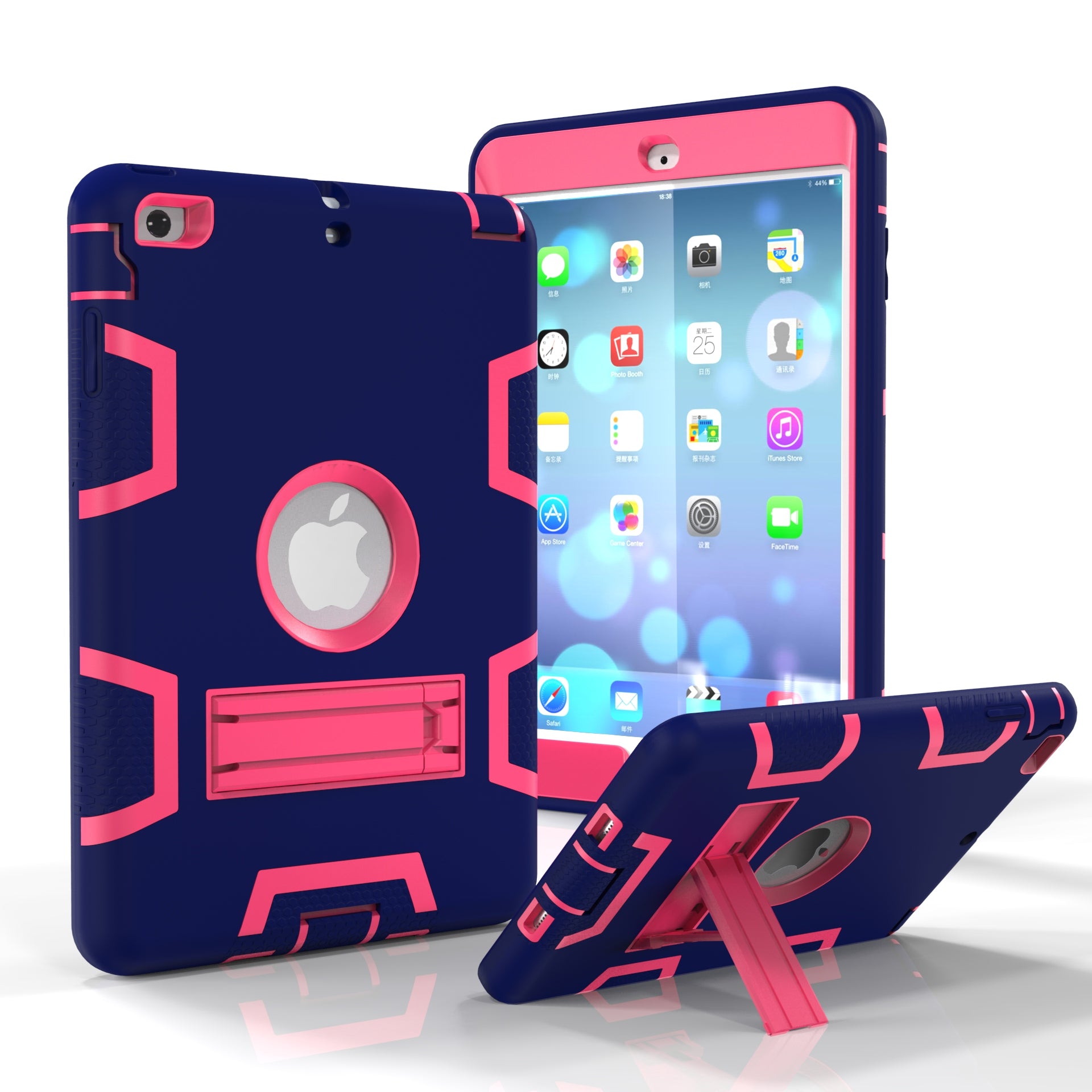 Kickstand PC Silicone Hybrid Armor Defender Case for iPad mini 3 2 1