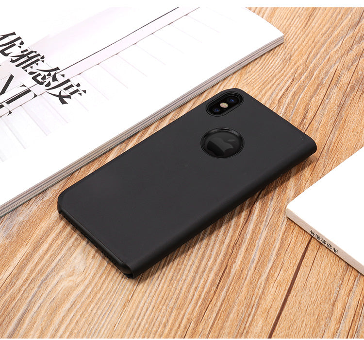 For iPhone X/XS 5.8 inch Plated Mirror Window View Leather Stand Case Cover Anti-Fingerprint Surface