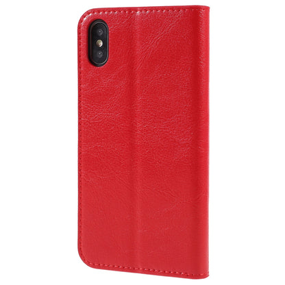 Crazy Horse Genuine Leather Case for iPhone X 5.8 inch, Stand Wallet Flip Folio Protective Cover