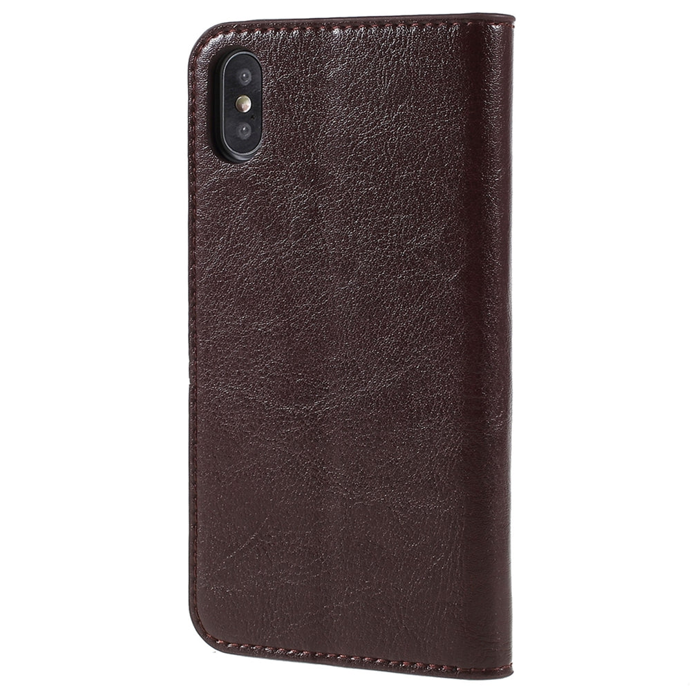 Crazy Horse Genuine Leather Case for iPhone X 5.8 inch, Stand Wallet Flip Folio Protective Cover