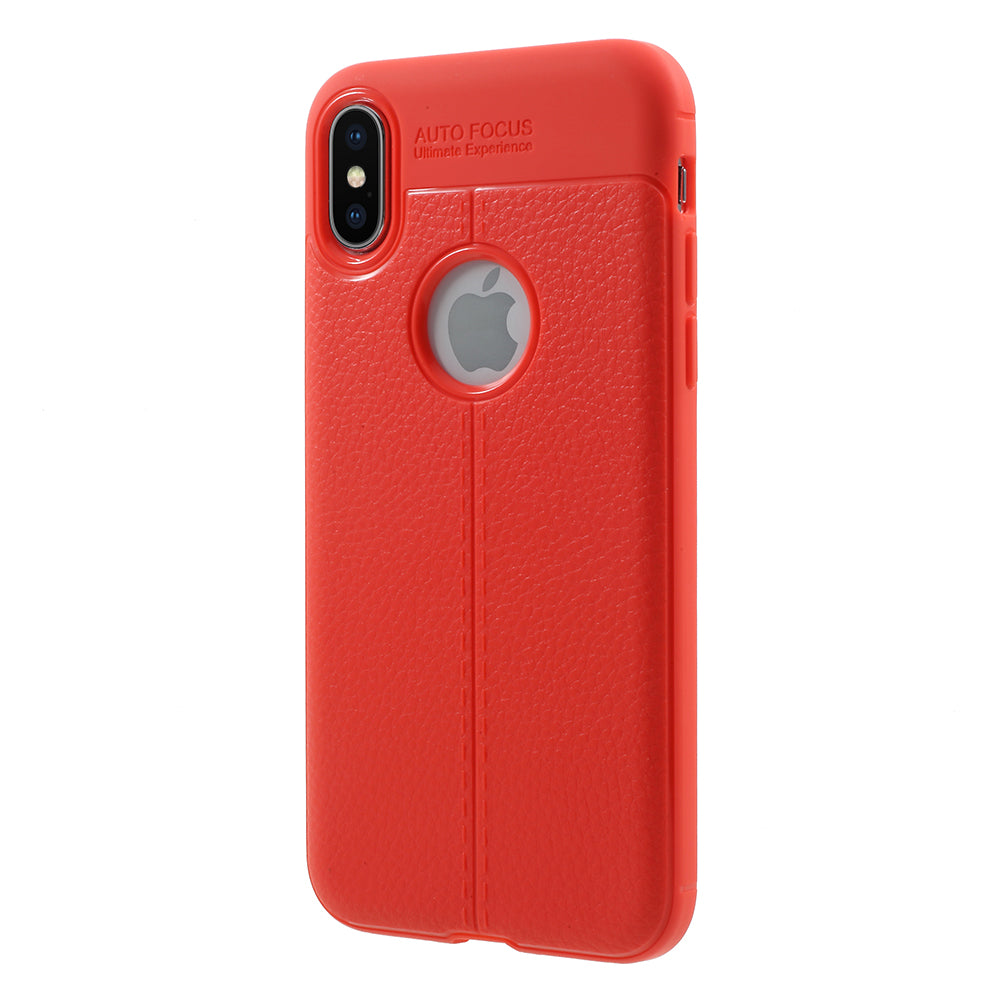 For iPhone XS / X/10 5.8 inch Litchi Grain Soft TPU Case Mobile Phone Cover