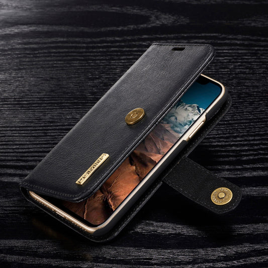 DG.MING For iPhone X/XS 5.8 inch Shockproof Anti-scratch Split Leather Wallet Cover + Detachable PC Phone Case