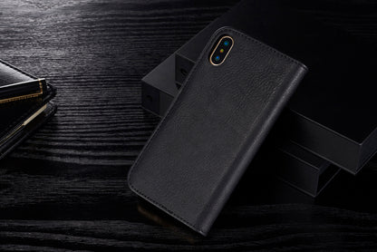 DG.MING For iPhone X/XS 5.8 inch Shockproof Anti-scratch Split Leather Wallet Cover + Detachable PC Phone Case