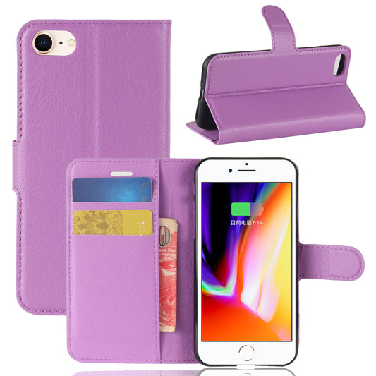 Stand Feature Litchi Skin PU Leather Wallet Magnetic Protective Cover for iPhone 7/8 4.7 inch/SE (2020)/SE (2022)