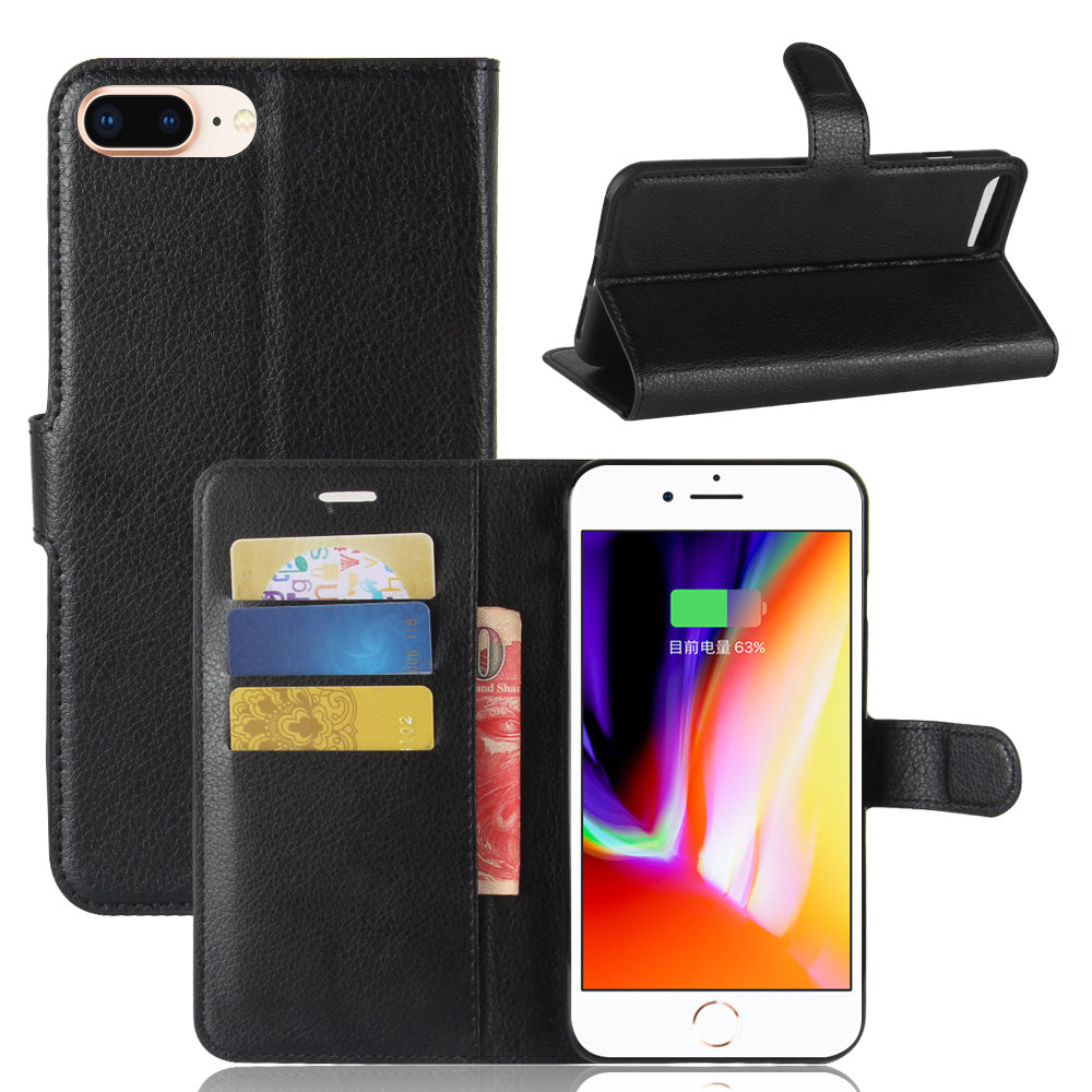 Lychee Skin Leather Wallet Case for iPhone 8 Plus / 7 Plus