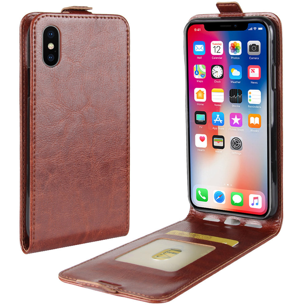 Crazy Horse Vertical Flip Leather Case with Card Slot for iPhone XS / X 5.8 inch