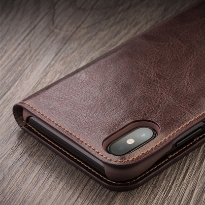 QIALINO Classic Genuine Cowhide Leather Cell Phone Case for iPhone X  / Xs 5.8 inch