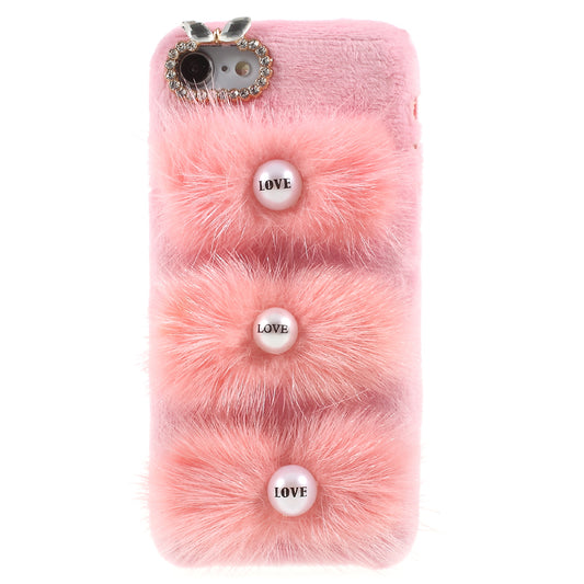 For iPhone 7/8 4.7 inch/SE (2020)/SE (2022) 3D Rabbit Rhinestone Fur PC TPU Protection Cover