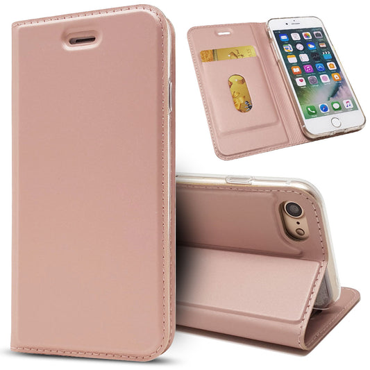 Magnetic Adsorption Stand Leather Card Holder Cover for iPhone SE (2020)/SE (2022)/8/7 4.7 inch