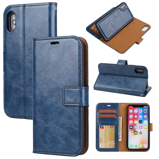 Crazy Horse Leather Cover + Removable TPU Back Case for iPhone X/XS 5.8 (Ten)