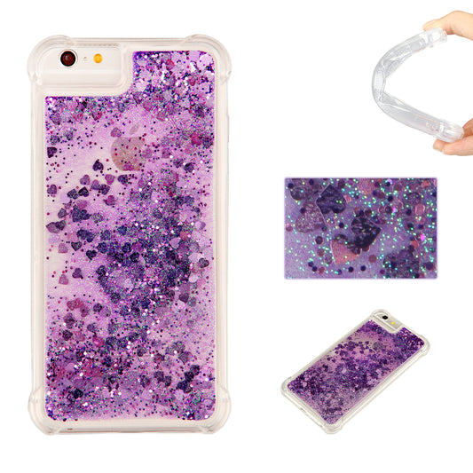 Dynamic Liquid Glitter Powder Heart Shaped Sequins TPU Back Case for iPhone SE (2020)/SE (2022)/8/7/6s/6 4.7 inch