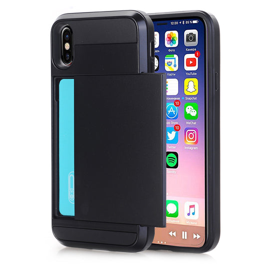 PC + TPU Hybrid Case with Hidden Card Holder for iPhone X