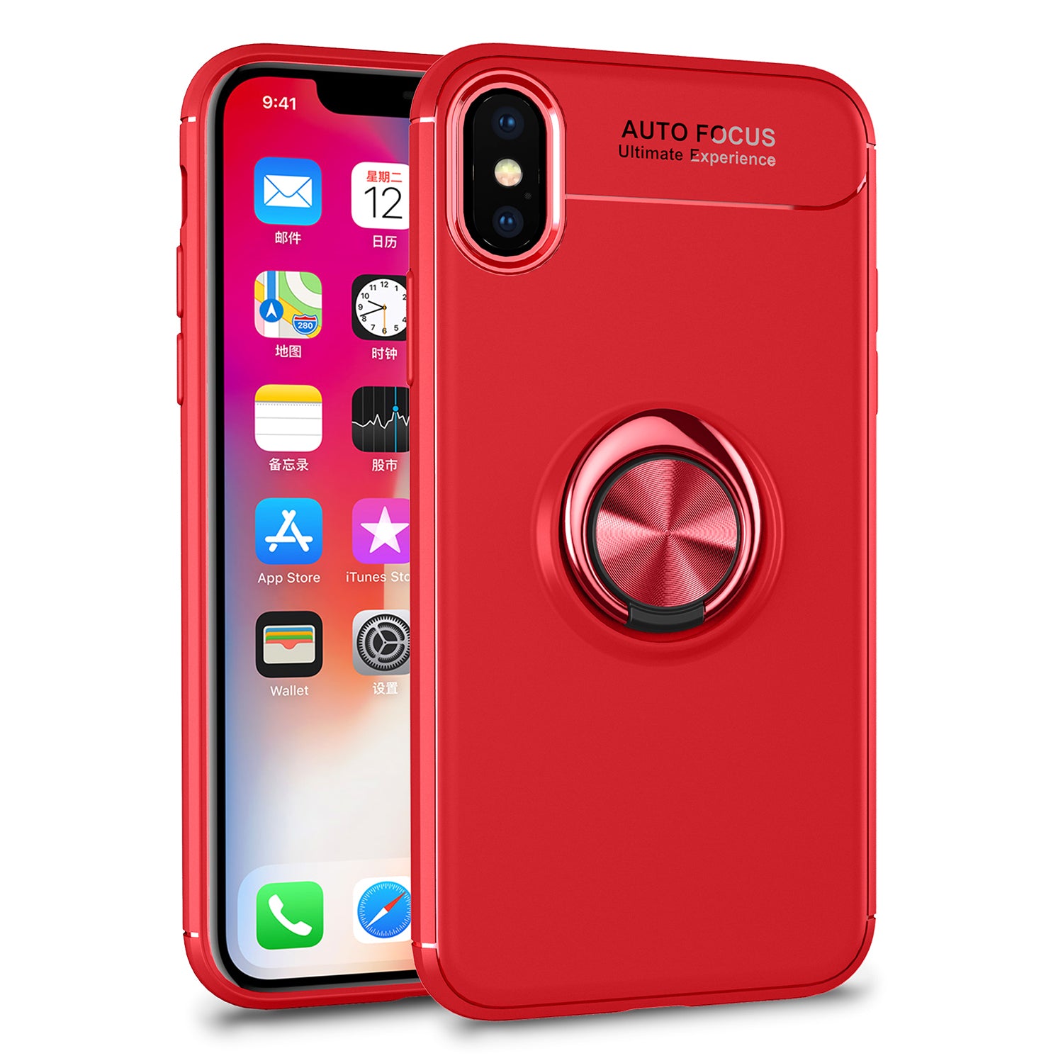 Magnetic Finger Ring Kickstand TPU Cell Phone Case for iPhone XS / X 5.8 inch