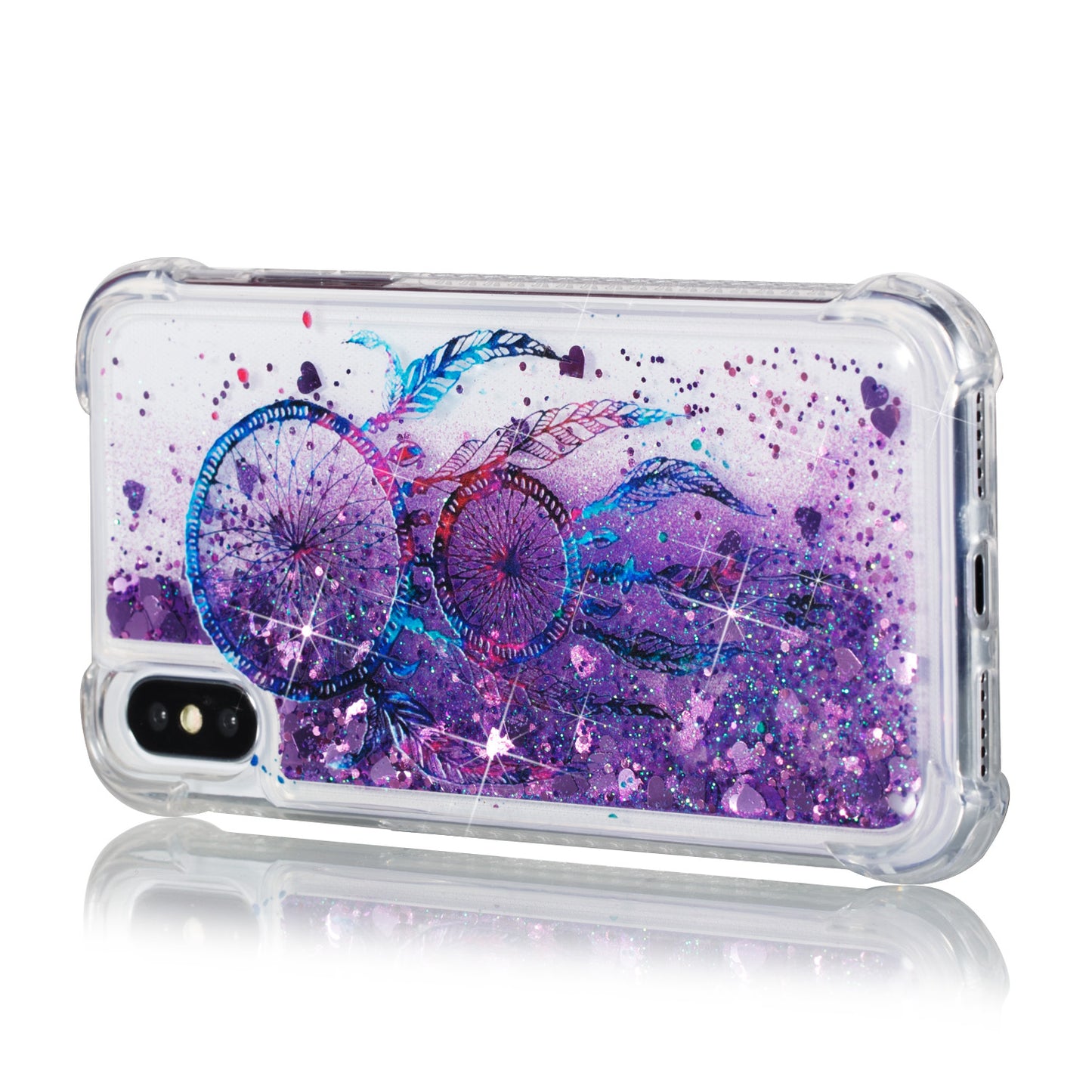 Liquid Glitter Powder Quicksand Shockproof TPU Mobile Phone Case for iPhone XS / X 5.8 inch