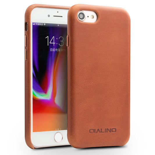 QIALINO Genuine Leather Coated PC Mobile Phone Back Shell for iPhone 7/8/SE (2022)/SE (2020) 4.7 inch