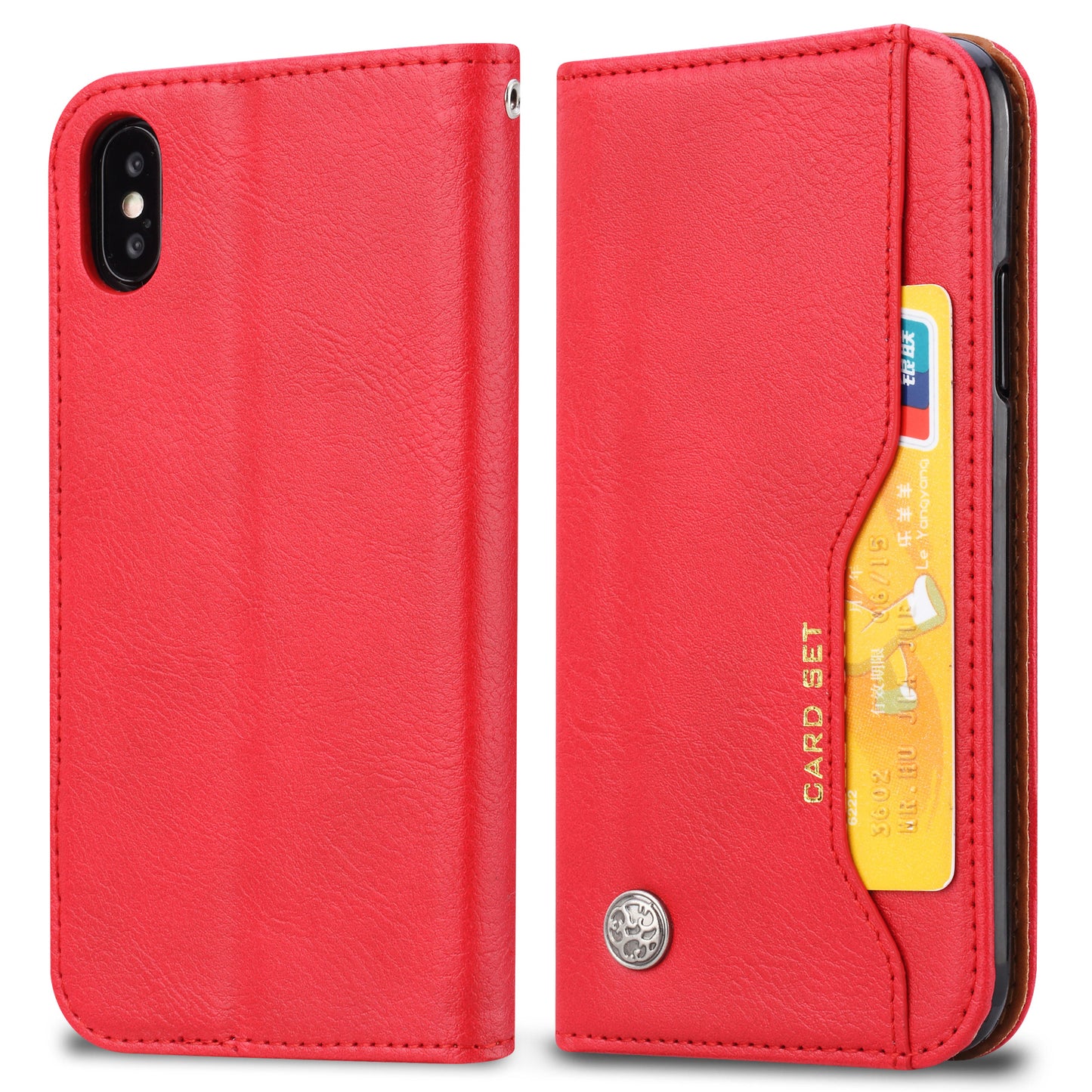 Auto-absorbed PU Leather Wallet Stand Case for iPhone XS / X 5.8 inch