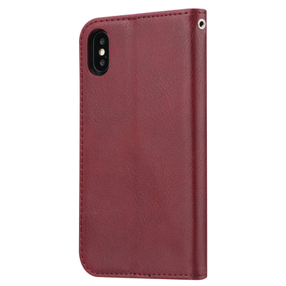 Auto-absorbed PU Leather Wallet Stand Case for iPhone XS / X 5.8 inch