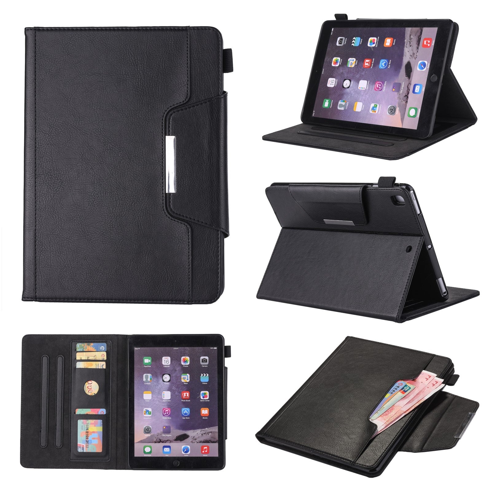 Crazy Horse Leather Wallet Stand Smart Casing for iPad 9.7-inch (2018)/9.7-inch (2017)/9.7 inch (2016)/Air 2/Air