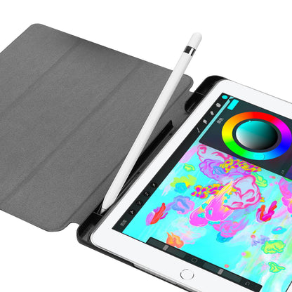 Tri-fold Stand Smart Leather Tablet Cover with Pen Slot for iPad 9.7-inch (2018) / 9.7-inch (2017)