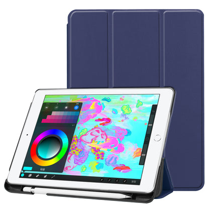 Tri-fold Stand Smart Leather Tablet Cover with Pen Slot for iPad 9.7-inch (2018) / 9.7-inch (2017)